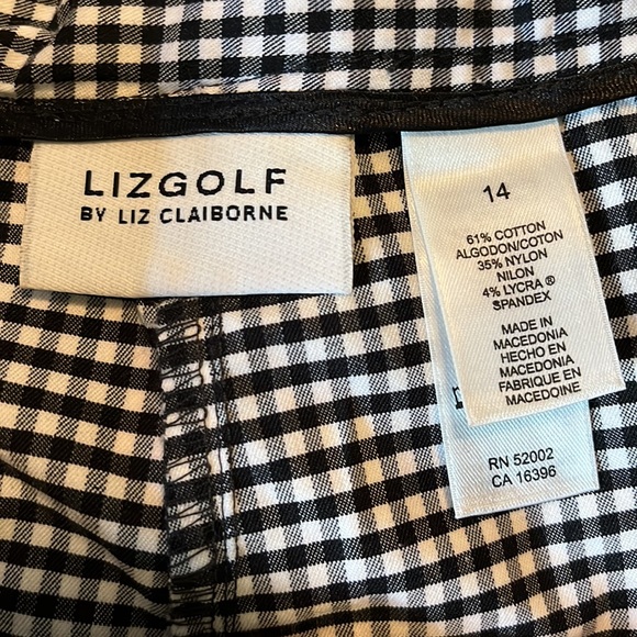 LIZ GOLF Sport sz 14 Checkered Plaid Bermuda Short Black White Stretchy $59
NEW - Picture 7 of 11
